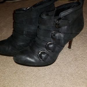 Coach Black Ankle Boots with Buckle Detail